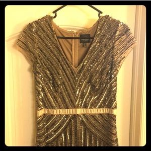 Adrianna Papell nude/gold sequin gown